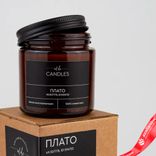 Маленькое фото 3: Свеча в банке с крышкой ароматическая «Плато» (соевый воск), H7,5xD6см, коричневый