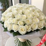 Маленькое фото 1: Букет из 101 белой розы высшего сорта, 50 см, Россия