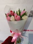 Фото флориста 1: Букет из 8 розовых и 9 белых тюльпанов в белой упаковке