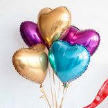Маленькое фото 1: Композиция из 5 шаров с гелием «Сердца», вар. 9