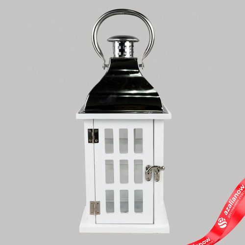 Подсвечник белый «Фонарь» декоративный (дерево), H32,5х16,5x15см