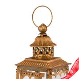Маленькое фото 5: Фонарь золотой (металл/стекло), 15,5х15,5хH32см