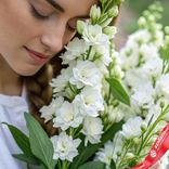 Маленькое фото 2: Букет из 5 белых дельфиниумов