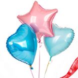 Маленькое фото 1: Композиция из 3 шаров с гелием, 1 розовая звезда и 2 сердца
