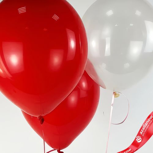 Фото 4: Композиция из 3 шаров с гелием, 30 см, красный, прозрачный