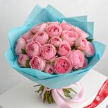 Маленькое фото 1: Букет из 21 кустовой пионовидной розовой розы