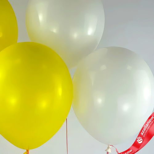 Фото 3: Композиция из 4 шаров с гелием, 30 см, желтый, белый