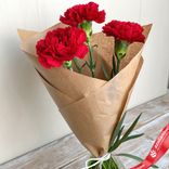 Маленькое фото 1: Букет из 3 красных гвоздик в крафте, Диантус, Голландия