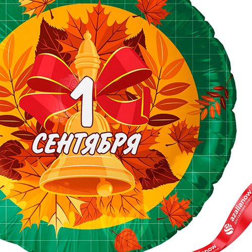 Фото 3: Шар с гелием «Круг - 1 Сентября (колокольчик и листья)», зеленый, 46 см