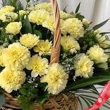 Маленькое фото 3: Букет из 39 желтых гвоздик с зеленью в корзине, Голландия