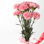 Маленькое фото 2: Букет из 9 розовых гвоздик с лентой