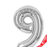 Маленькое фото 2: Шар с гелием «Цифра - 9», 102 см., серебро