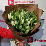 Фото флориста 4: Букет из 51 белого тюльпана в крафте
