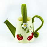 Маленькое фото 1: Горшок (Кашпо) декоративное Лейка, 22,5x12x14см, кремовый, красный