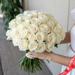 Маленькое фото 1: Букет 35 белых роз, Эквадор, В 50см