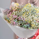 Маленькое фото 2: Букет из 9 разноцветных гипсофил в пленке
