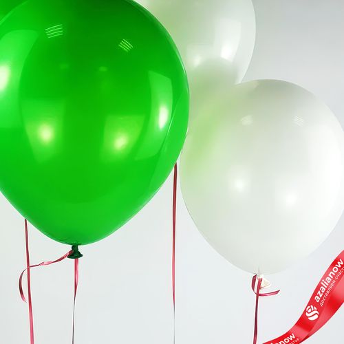 Фото 3: Композиция из 4 шаров с гелием, 30 см, белый, зеленый