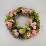 Маленькое фото 1: Венок пасхальный с яйцами, D30см, розовый