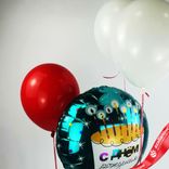 Маленькое фото 2: Композиция из 4 шаров с гелием «С Днем Рождения (торт со свечками)», вар. 2