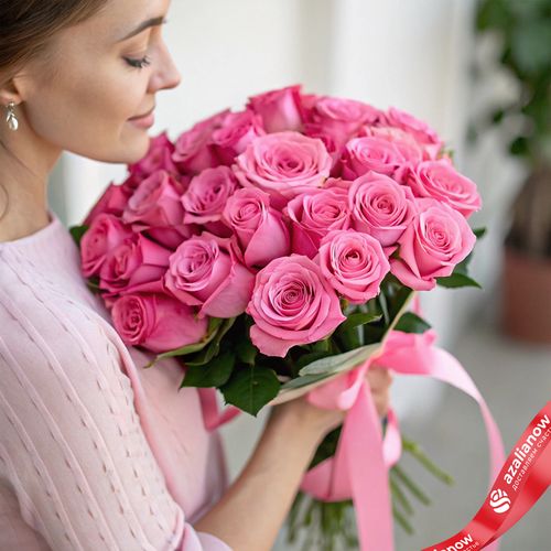 23 розовые розы 40 см, Россия