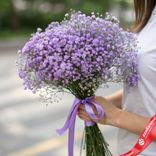 Маленькое фото 1: Букет из 5 фиолетовых гипсофил с фиолетовой лентой