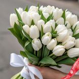 Маленькое фото 2: Букет из 51 снежно-белого тюльпана, Россия