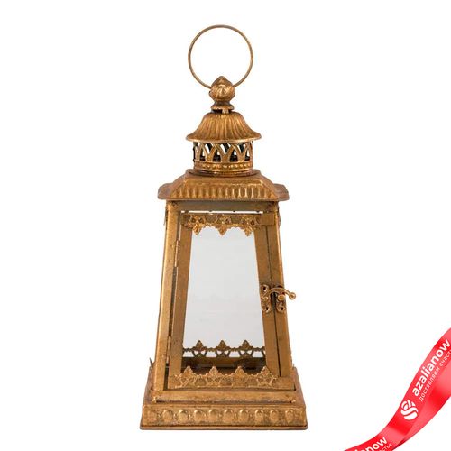 Фонарь золотой (металл/стекло), 15,5х15,5хH32см