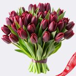 Маленькое фото 1: Букет из 30 бордовых тюльпанов, Россия