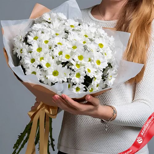 Букет из 9 белых хризантем в крафте
