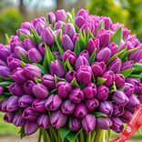 Маленькое фото 1: Букет из 500 фиолетовых тюльпанов, Россия