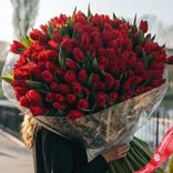 Маленькое фото 2: Букет из 400 красных тюльпанов в пленке