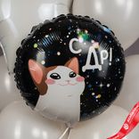 Маленькое фото 2: Шар с гелием «Круг - С ДР (котик)», 46 см