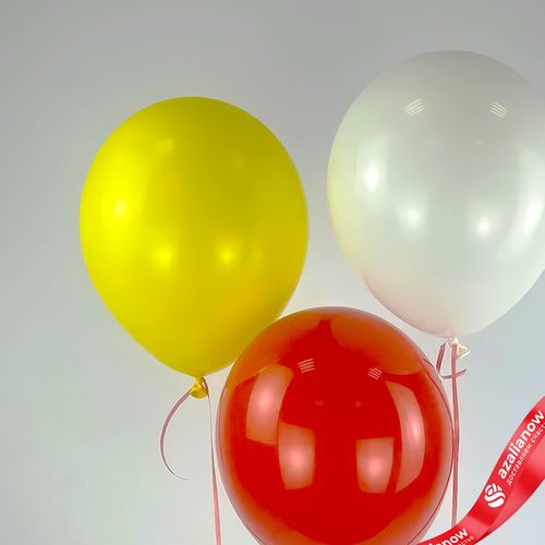 Фото 2: Композиция из 3 шаров с гелием, 30 см, желтый, белый, красный