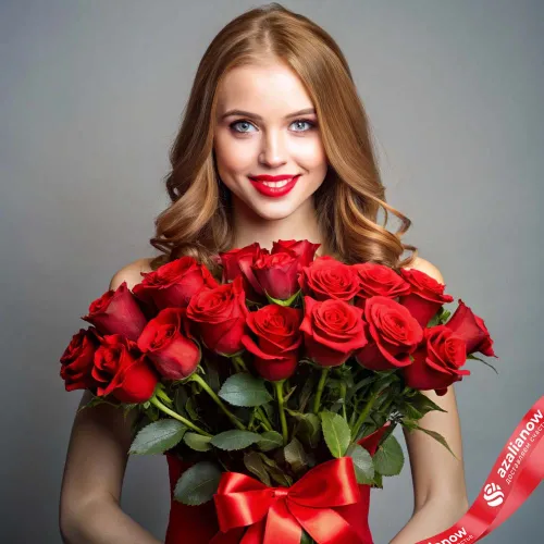 Акция! 17 красных роз 50 см, Россия