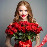 Маленькое фото 1: Акция! 17 красных роз 50 см, Россия