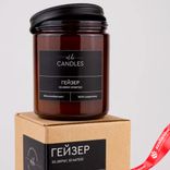 Маленькое фото 3: Свеча в банке с крышкой ароматическая «Гейзер» (соевый воск), H7,5xD6см, коричневый