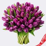 Маленькое фото 1: Букет из 60 фиолетовых тюльпанов, Россия