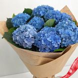 Маленькое фото 2: Букет из 7 голубых гортензий в крафте