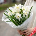 Маленькое фото 1: Букет из 9 белых нарциссов в белой пленке