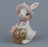 Фото флориста 1: Сувенир Кролик с корзинкой полирезин, H10,5x8x5,5см, белый