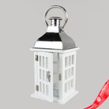 Маленькое фото 2: Подсвечник белый «Фонарь» декоративный (дерево), H32,5х16,5x15см