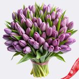 Маленькое фото 1: Букет из 60 сиреневых тюльпанов, Россия