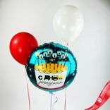 Маленькое фото 1: Композиция из 3 шаров с гелием «С Днем Рождения (торт со свечками)», вар. 3