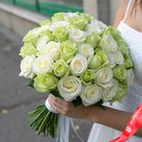 Маленькое фото 1: Букет из 39 бело-зеленых роз «Мондиаль», Эквадор, В 70см