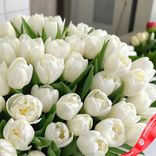 Маленькое фото 3: Букет из 55 пионовидных белых тюльпанов, Голландия