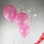 Маленькое фото 1: Композиция из 5 шаров с гелием, 30 см, ярко розовый, прозрачный
