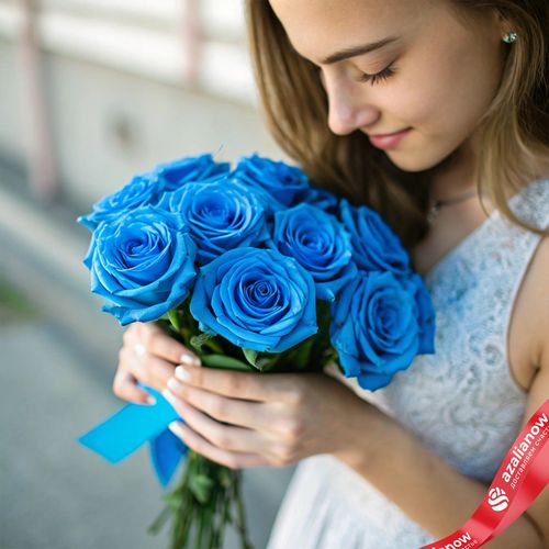 Букет из 9 синих роз без упаковки