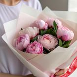 Маленькое фото 2: Букет из 7 розовых пионов «Сама нежность»