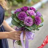 Маленькое фото 1: Букет из брассики с лентой (9 шт)