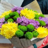 Маленькое фото 3: Букет из 13 кустовых хризантем